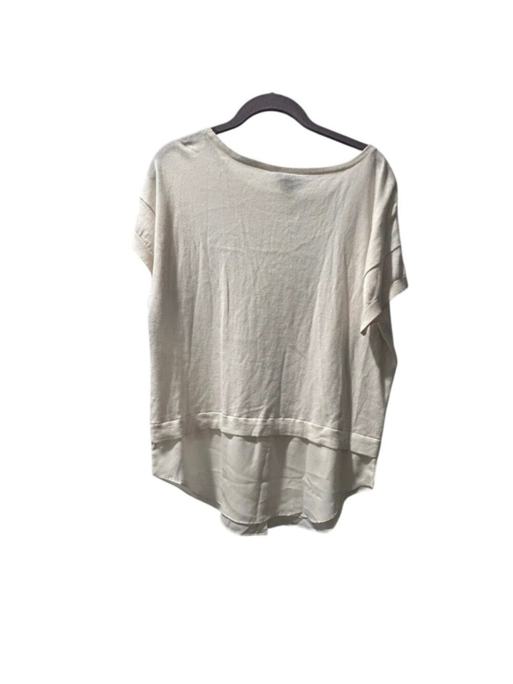 Ann Taylor Cream Layered Knit Chiffon Hem Tunic Top Large - Picture 2 of 6